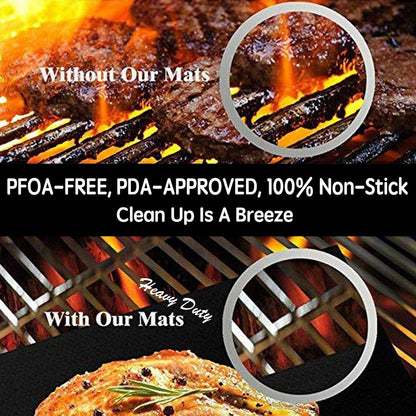 2pcs Non-stick BBQ Grill Mat Baking Mat BBQ Tools Cooking Grilling Sheet Heat Resistance Easily Cleaned Kitchen Tools