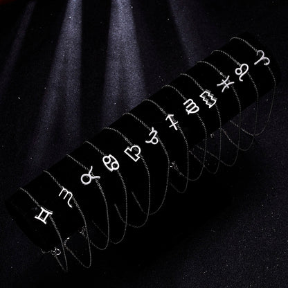 Zodiac Sign Pendant Necklace For Women 12 Constellation Jewelry Choker Charm Silver Color Chain Birthday Card Gift Female Collar