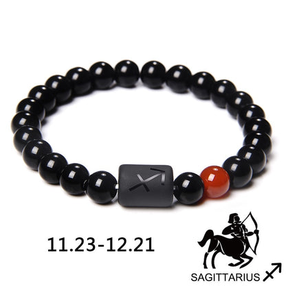 12 Zodiac Signs Couples Bracelet Natural Stone Beaded Charm Bracelet Best Friend Leo Virgo Libra Stretch Bracelet for Men Women