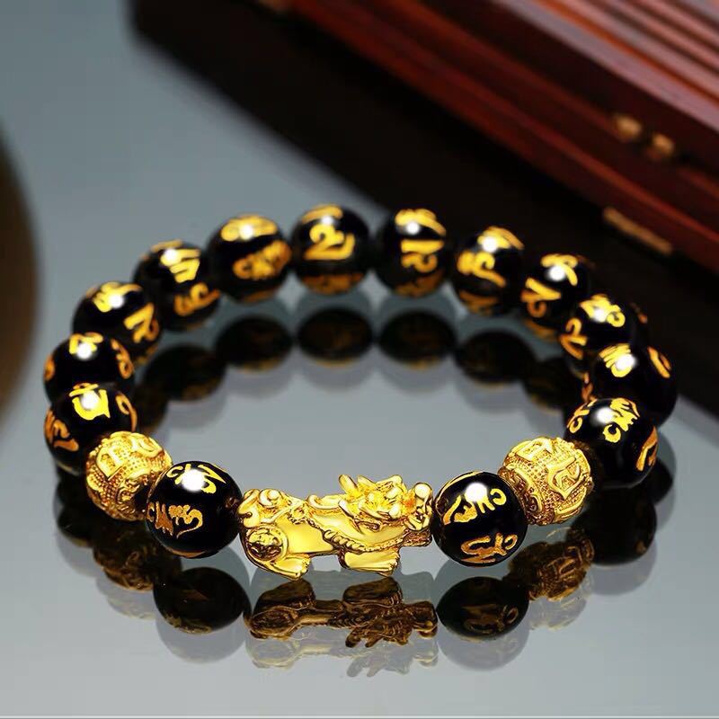 Feng Shui Men&#39;s Lucky Prayer Beads Bracelet for Men Women Wristband Gold Color Pixiu Wealth and Good Luck Changing Bracelets