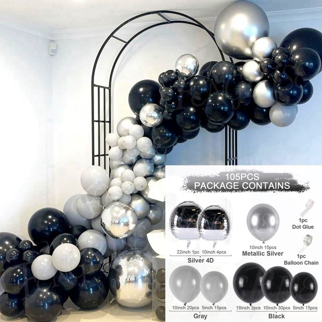 Black Gold Balloon Garland Arch Kit Confetti Latex Balloon Happy 30 40 50 Year Old Birthday Party Decoration 30th Anniversary