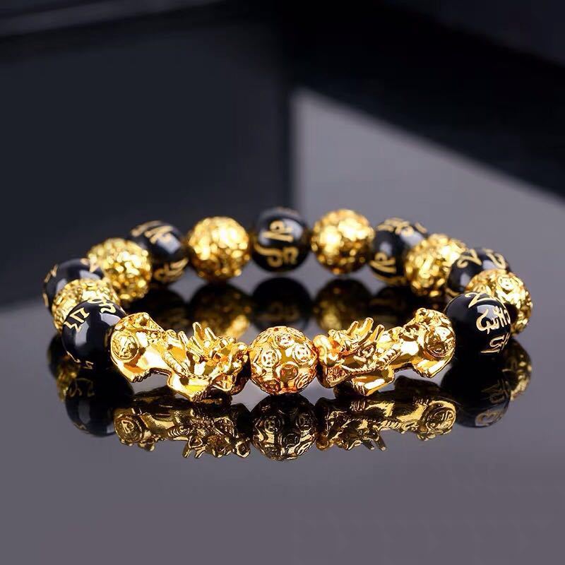 Feng Shui Men&#39;s Lucky Prayer Beads Bracelet for Men Women Wristband Gold Color Pixiu Wealth and Good Luck Changing Bracelets