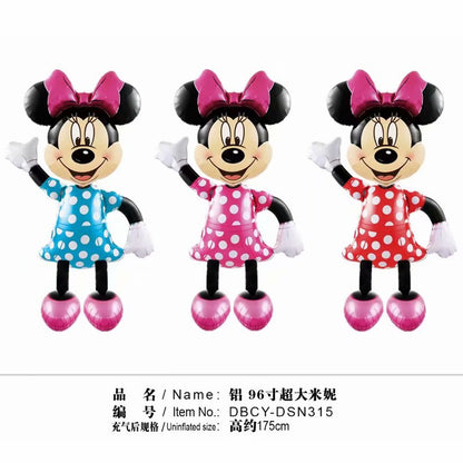 175cm 3D Giant Mickey Minnie Mouse Foil Balloon Pink Blue Black Bowknot Standing Kids toys Birthday Party baby shower Decoration