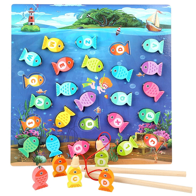 Montessori Educational Wooden Toys for Kids Montessori Toys Board Math Fishing Game Montessori Toys Educational for 1 2 3 Years