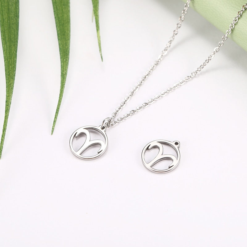 Teamer 12pcs Zodiac Floating Charms Stainless Steel Gemini Aries Libra Taurus Twelve Constellation Pendant  for Jewelry Making