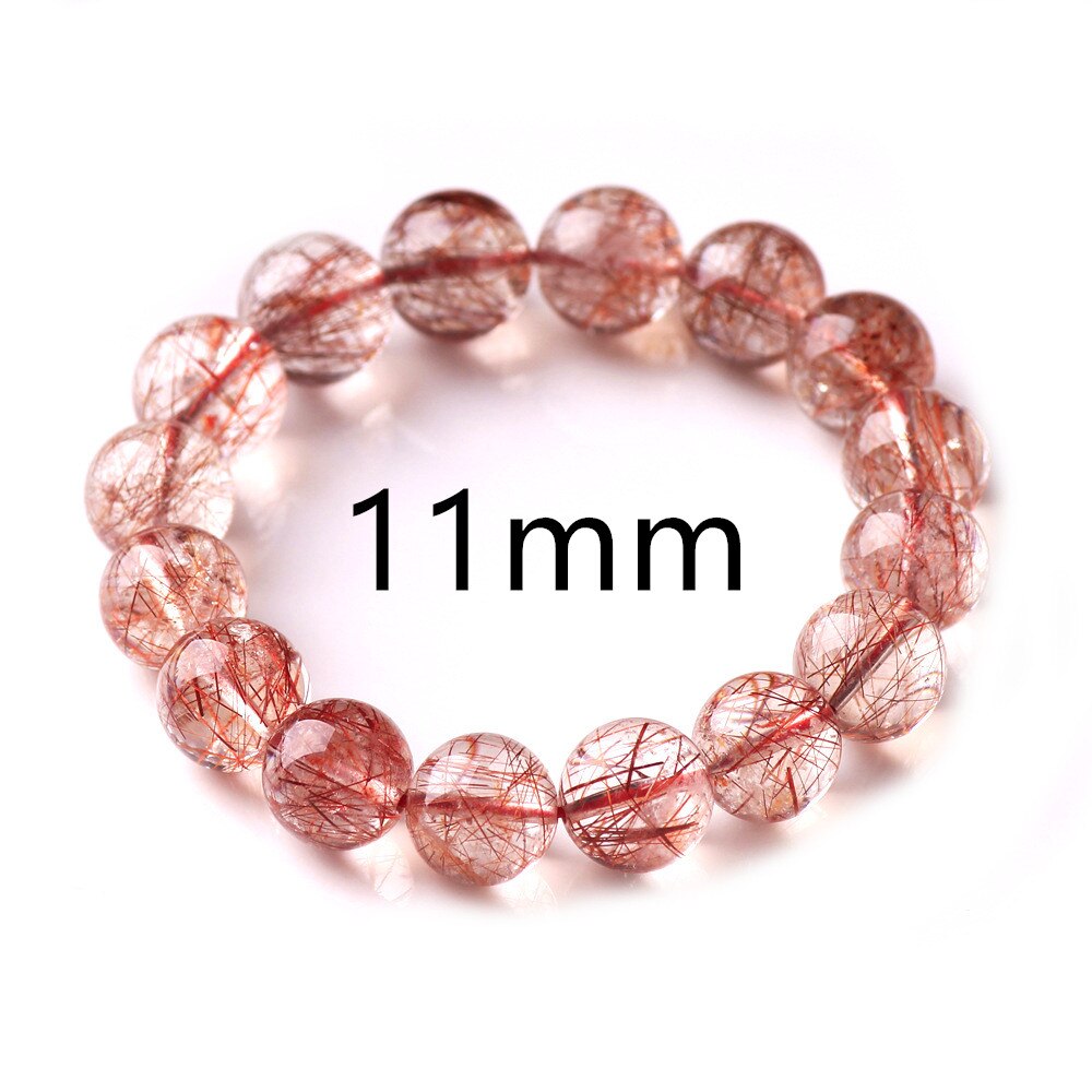 Natural Red Hair Rutilated Bracelet Jewelry Woman Man Clear Round Beads Stone Stretch AAAAA 7mm 8mm 9mm 10mm12mm 14mm