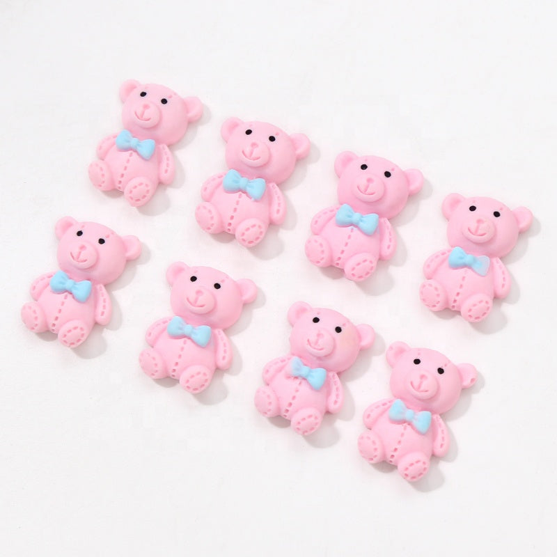 Kawaii Charm Pink Bear Blue Bow - XLarge