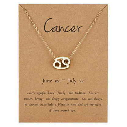 Zodiac Sign Pendant Necklace For Women 12 Constellation Jewelry Choker Charm Silver Color Chain Birthday Card Gift Female Collar