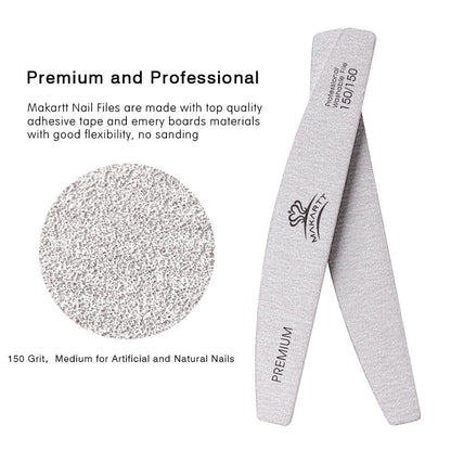 10pcs Zebra Nail Files  Washable Double-Side Emery Board 150/150 Grit Nail Buffering Files Half Moon Sandpaper Nail Sanding File