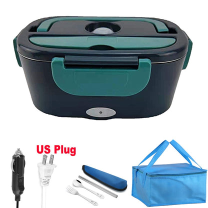 Dual Use 220V 110V 24V 12V Electric Heated Lunch Box Stainless Steel School Car Picnic Food Heating Heater Food Warmer Container