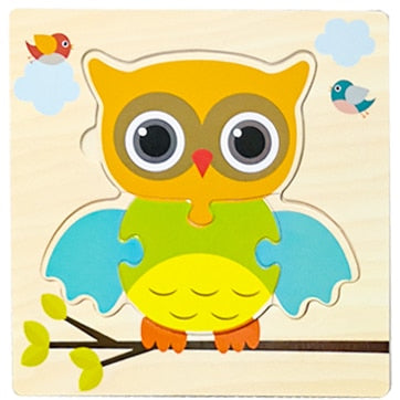 Baby Wooden Toys 3D Puzzle Cartoon Animal Intelligence  Jigsaw Puzzle Shape Matching Montessori Toys For Children Gifts