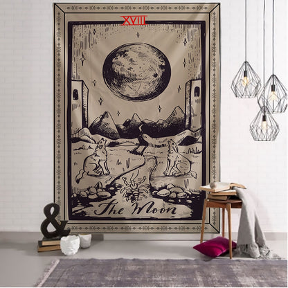 Myth Illustration Style Tarot Tapestry Creative Dark Witchcraft Room Headboard Arras Carpet Astrology Blanket Home Decoration