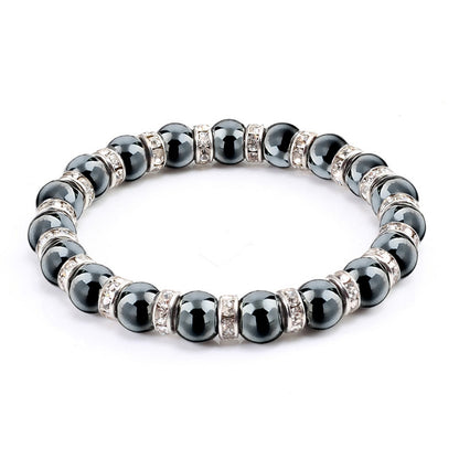 Natural Hematite Beads Bracelets Men No-Magnetic Health Protection Women Jewelry Charm Crystal Stone Stretch Bracelet &amp; Bangle