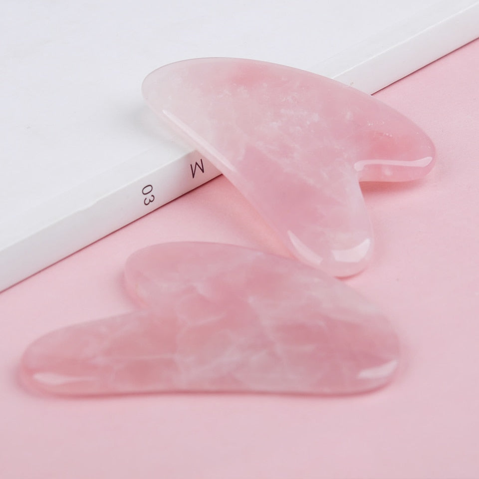 Natural Jade Stone Gua Sha Massage Board Rose Quartz Guasha Plate Jade Face Massager Scrapers Tools For Face Neck Back Body