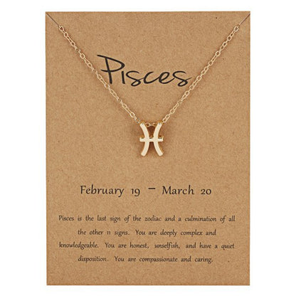 Zodiac Sign Pendant Necklace For Women 12 Constellation Jewelry Choker Charm Silver Color Chain Birthday Card Gift Female Collar