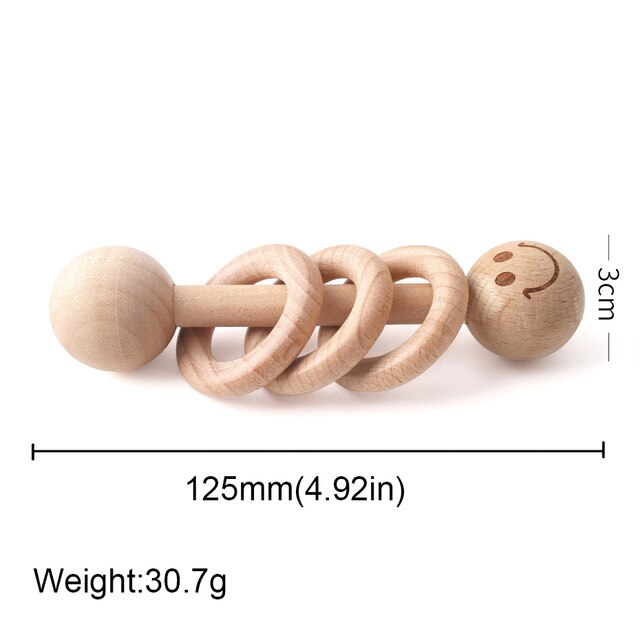 1PC Wooden Teether Rattle Montessori Activity Gym Toys Wooden Blank Ring Teething Toys Baby Nursing Gifts Toys Children'S Goods