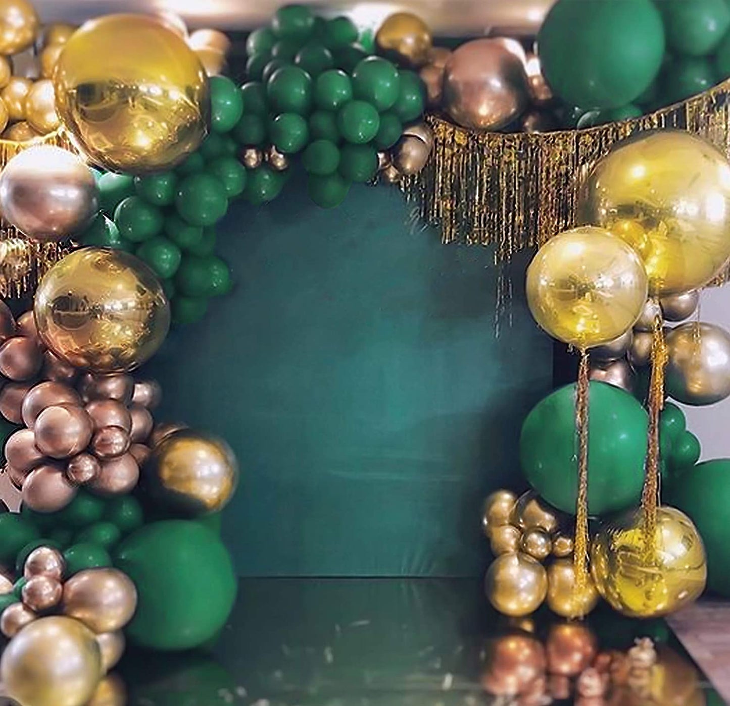 Green Gold Balloon Arch 4D Round Foil Balloons Garland Kit First One Birthday Balloons Jungle Decoration Birthday Party Decor