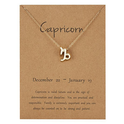 Zodiac Sign Pendant Necklace For Women 12 Constellation Jewelry Choker Charm Silver Color Chain Birthday Card Gift Female Collar