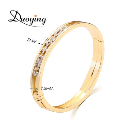 Duoying DIY Slider Charms Bangles Custom Name Bracelets Bangle Zirconia Letters Birth Zodiac Personalized Bangles Name Bangles