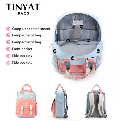 TINYAT Women's school laptop backpack Youth Donut backpacks High School Bag for teenage girl backpack Kids Book Bag Mochila