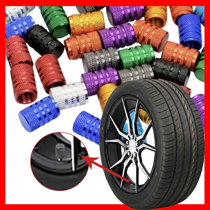 4PCS Car Tire Valve Stems Caps Knurling Style Tire Valve Cap Aluminum Tire Wheel Stem Air Valve Cap Dustproof Wheel Tire Cover