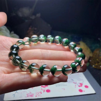 9mm Natural Green Phantom Quartz Bracelet For Women Men Healing Gift Beauty Crystal Beads Clear Gemstone Strands Jewelry AAAAA