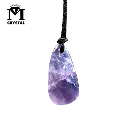 Drop shipping natural purple Fluorite quartz crystal pendant purple Healing Reiki rough gravel gemstone necklace