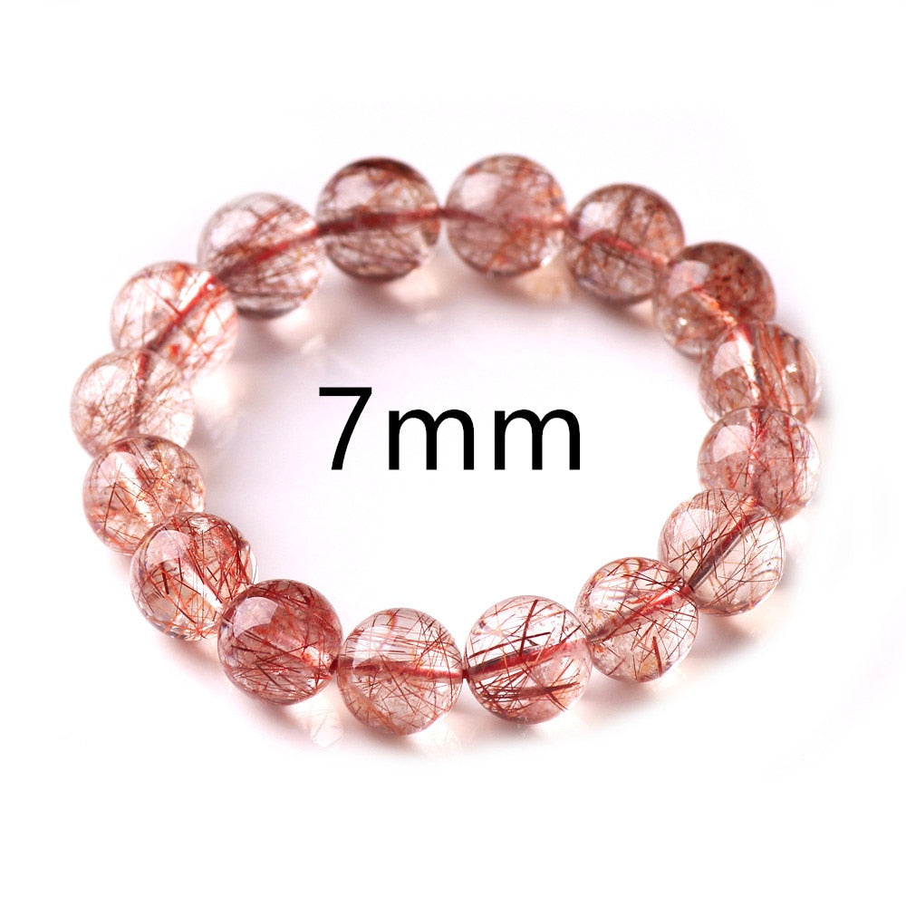 Natural Red Hair Rutilated Bracelet Jewelry Woman Man Clear Round Beads Stone Stretch AAAAA 7mm 8mm 9mm 10mm12mm 14mm