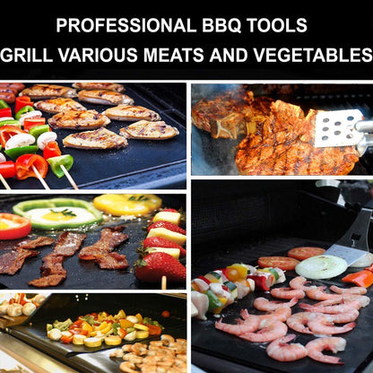 2pcs Non-stick BBQ Grill Mat Baking Mat BBQ Tools Cooking Grilling Sheet Heat Resistance Easily Cleaned Kitchen Tools