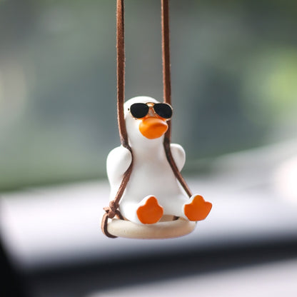 Gypsum Cute Anime Car Accessorie Swing Duck Pendant Auto Rearview Mirror Ornaments Birthday Gift Couple Accessorie Car Fragrance