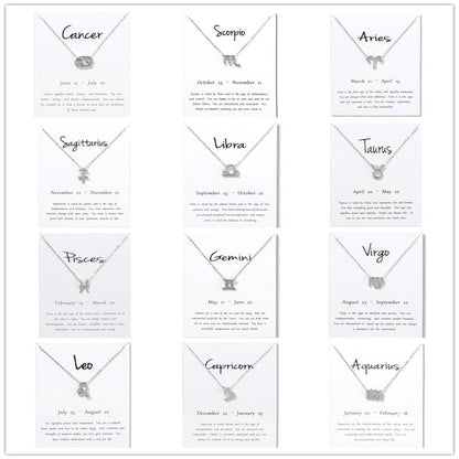 New Trendy Alloy Cute Elegant Star Zodiac 12 Constellation Pendant Necklaces for Women Fashion Gift Birthday Accessories Jewelry