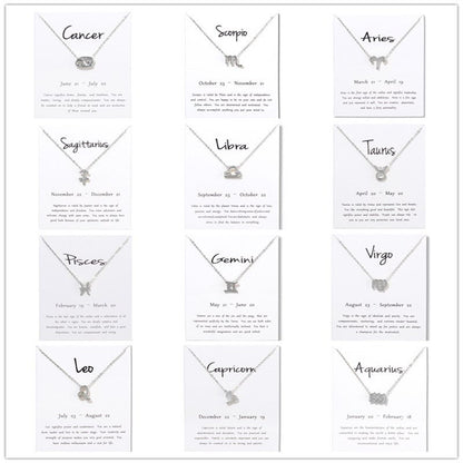 New Trendy Alloy Cute Elegant Star Zodiac 12 Constellation Pendant Necklaces for Women Fashion Gift Birthday Accessories Jewelry