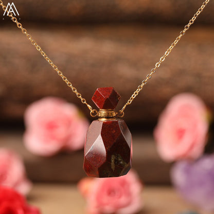 Natural Purple Agates Smoky Color Quartz Rainbow Fluorite Stone Gold Perfume Bottle Pendant For Necklace Making Women Jewelry