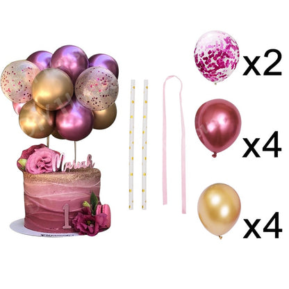 10pcs/Set 5 Inch Balloon Cake Topper Rose Gold Balloon Cake Toppers for Baby Shower Birthday Party Wedding Decorations