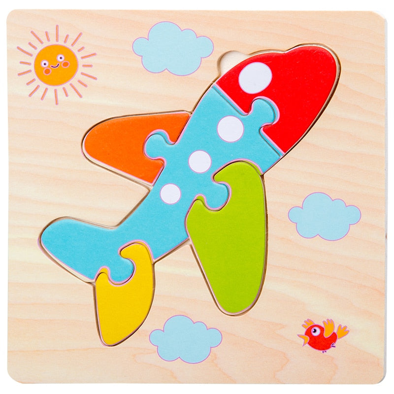 Baby Wooden Toys 3D Puzzle Cartoon Animal Intelligence  Jigsaw Puzzle Shape Matching Montessori Toys For Children Gifts