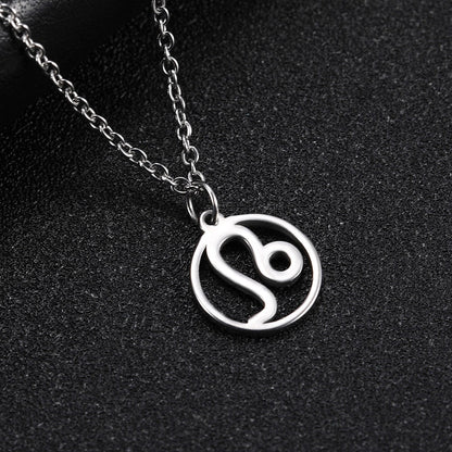 Skyrim Zodiac Libra Leo Pendant Necklace Women Sagittarius Taurus Cancer Virgo Stainless Steel 12 Constellation Necklaces Gift