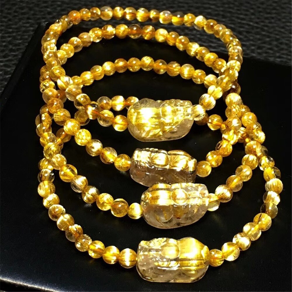 6mm Natural Gold Rutilated Titanium Quartz Bracelet For Woman Men Wealthy Clear Round Beads Jewelry From Brazil Gemstone AAAAAAA