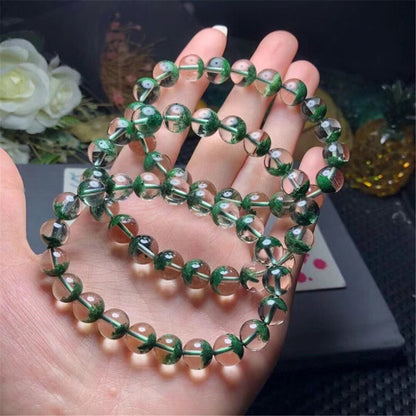 9mm Natural Green Phantom Quartz Bracelet For Women Men Healing Gift Beauty Crystal Beads Clear Gemstone Strands Jewelry AAAAA