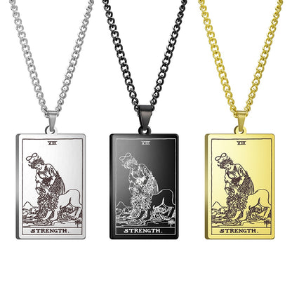 Dawapara Vintage Tarot Card Necklace The Major Arcana Pagan Astrology Talisman Pendants Necklace Stainless Steel Jewelry