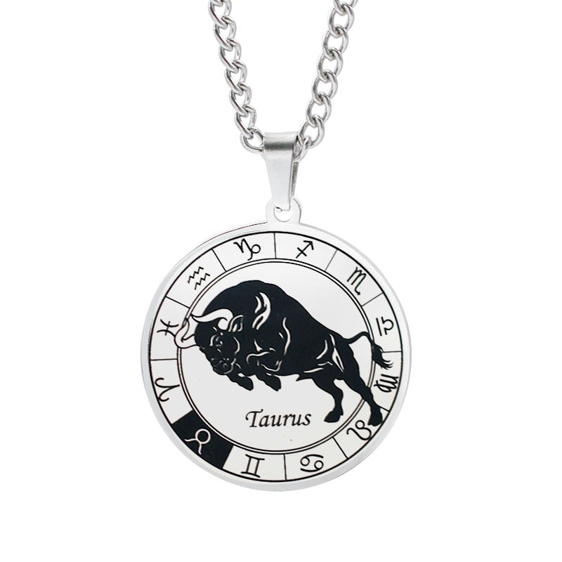 VNISTAR 316 Stainless Steel Zodiac Pendant Necklace Wholesale Men Women Horocope Jewelry Dropshipping Never Fade Constellation