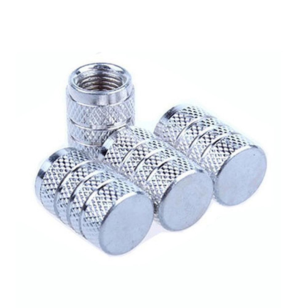 4PCS Car Tire Valve Stems Caps Knurling Style Tire Valve Cap Aluminum Tire Wheel Stem Air Valve Cap Dustproof Wheel Tire Cover