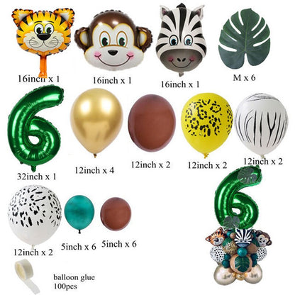 Wild One Birthday Party Decor Animal Tableware Set Balloon Arch Garland Safari Jungle Decoration Baby Shower 1st Birthday Boy