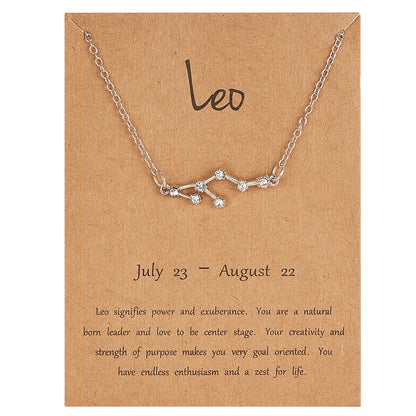 12 Constellation Pendant Necklaces Jewelry Choker Necklace Zodiac Sign Charm Necklace Birthday Gifts Aquarius Pisces Leo Virgo