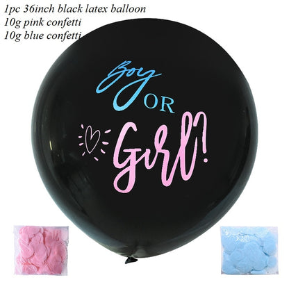 1pc 36inch Boy or Girl Balloon Black Latex Ballon with Confetti Gender Reveal Globos Baby Shower Gender Reveal Party Decoration