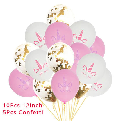 Unicorn Party 3-tier Cup Cake Stand Paper Plates Cups Balloon Birthday Party Decoration Kids Unicornio Party Girls Baby Shower