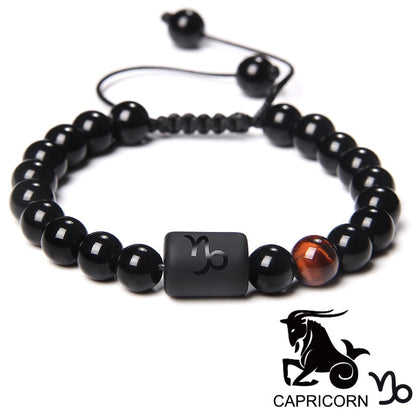 12 Zodiac Signs Constellation Couples Bracelet Natural Stone Beads Braided Bracelet  for Women Men Friend Birthday Jewelry Gift