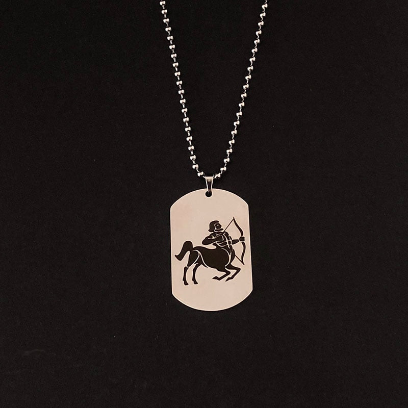 Stainless Steel 12 Horoscope Zodiac Sign Silver Color Pendant Necklace Aries Leo Wholesale Dropshipping 12 Constellation Jewelry