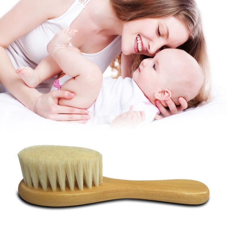 Custom Name Baby Bathing Comb Baby Care Hair Brush Pure Natural Wool Wood Comb Newborn Massager Baby Shower and Registry Gift