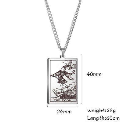 Dawapara Vintage Tarot Card Necklace The Major Arcana Pagan Astrology Talisman Pendants Necklace Stainless Steel Jewelry