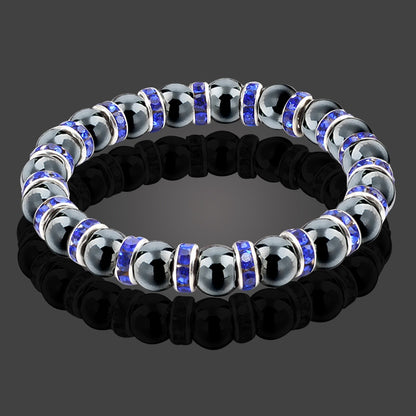 Natural Hematite Beads Bracelets Men No-Magnetic Health Protection Women Jewelry Charm Crystal Stone Stretch Bracelet &amp; Bangle